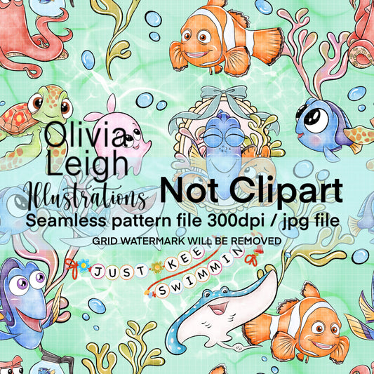 Fish Seamless Pattern Green