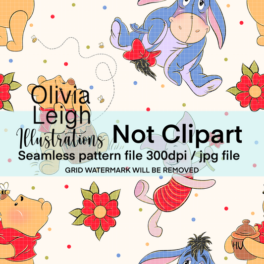 Winnie Friends Seamless Pattern