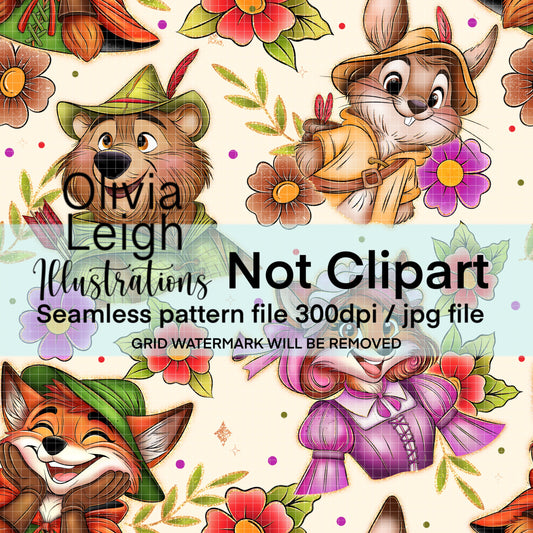 Cute Robin Friends Seamless Pattern