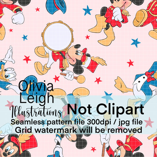 Mouse Circus Seamless Pattern