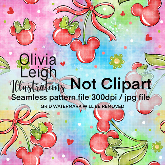 Mouse Cherries Valentines Pattern