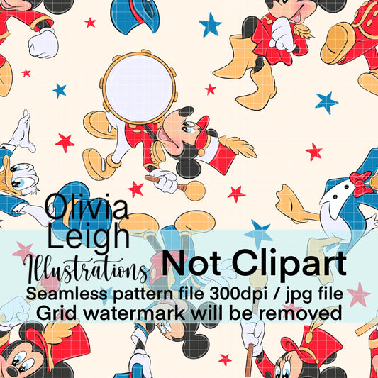 Mouse Circus Seamless Pattern