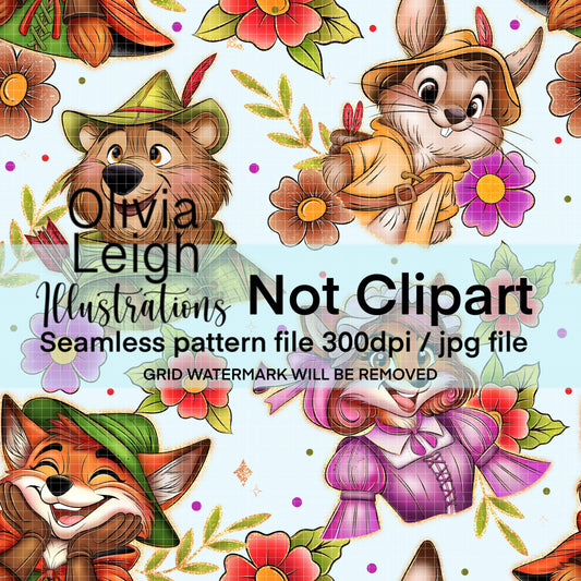 Cute Robin Friends Seamless Pattern
