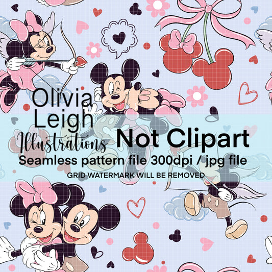 Mouse Cherries Valentines Pattern