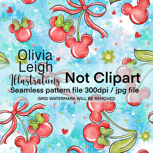 Mouse Cherries Valentines Pattern