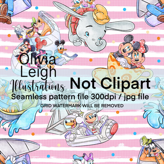 Best Day Ever Theme Park Seamless Pattern