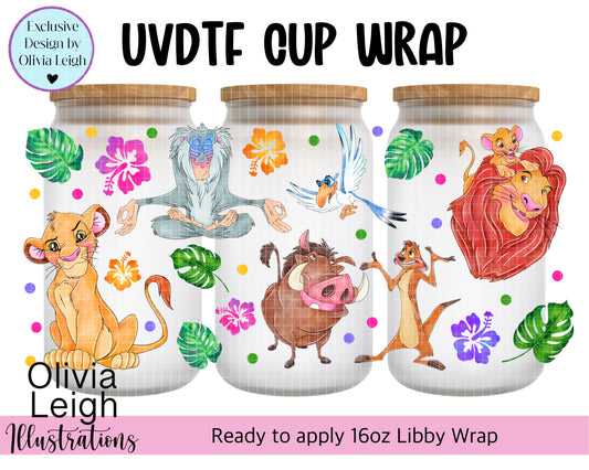 Lion Cartoon Ready To Apply UvDtf Transfer