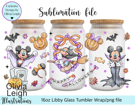 Mouse Halloween Cartoon 16oz Wrap
