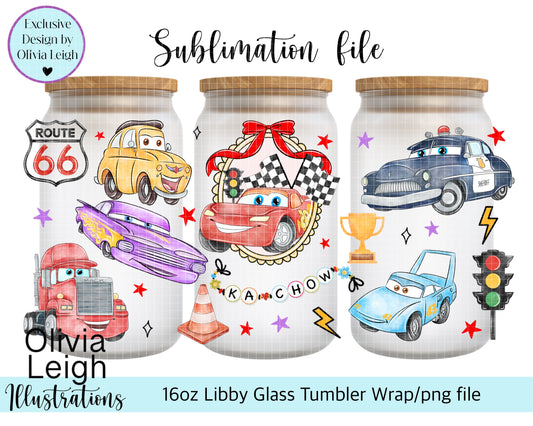 Cars Cartoon 16oz Wrap