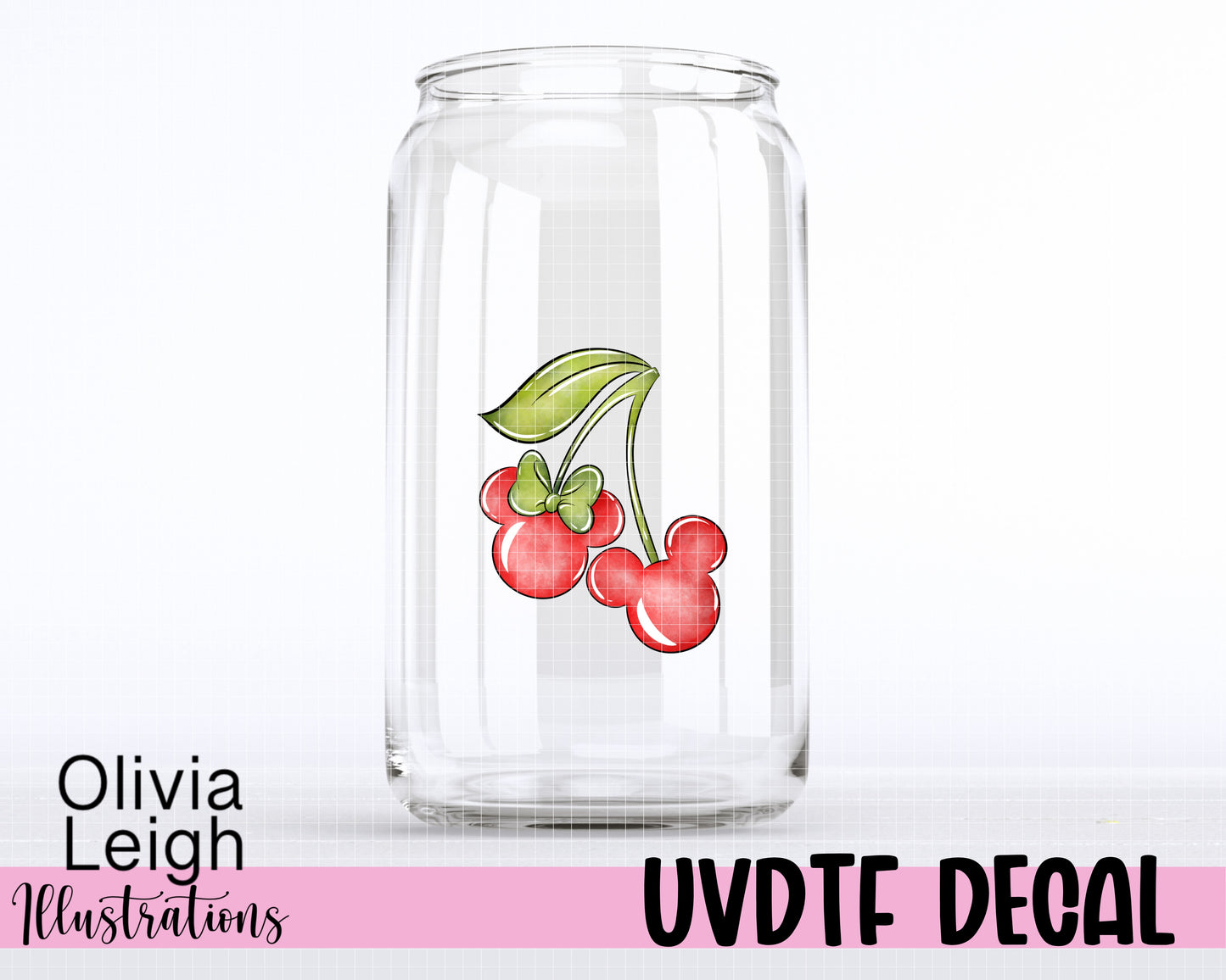 Mouse Cherries Cartoon Small Ready To Apply UvDtf Transfer
