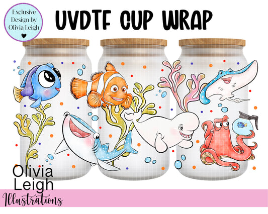 Fish Cartoon Ready To Apply UvDtf Transfer