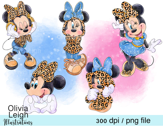 Miss Mouse Set Leopard Print