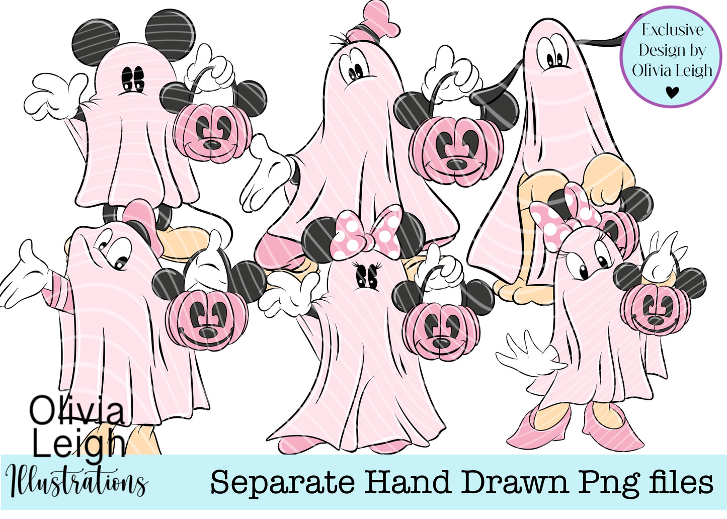 Mouse Halloween Ghosts set