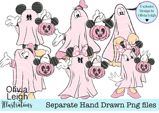 Mouse Halloween Ghosts set