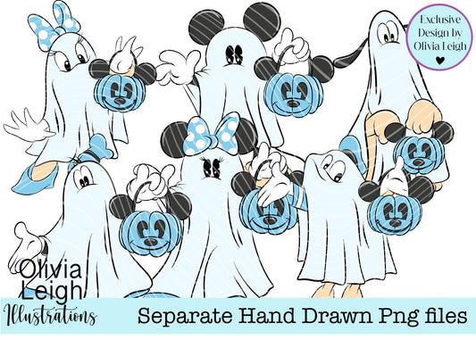 Mouse Halloween Ghosts set