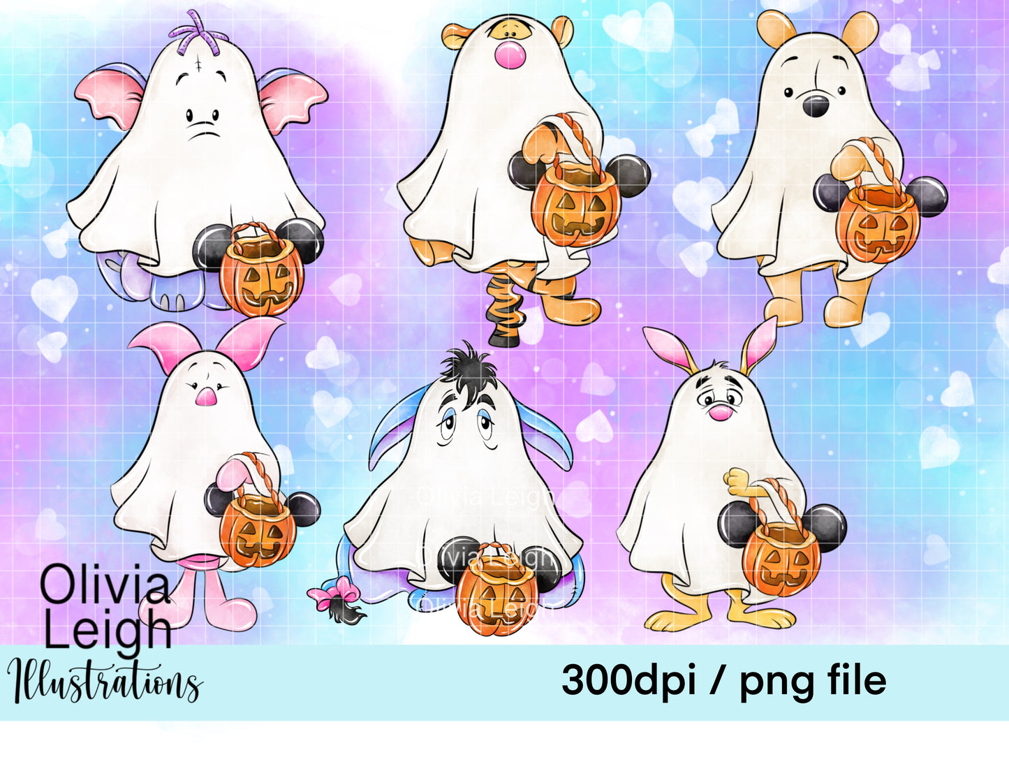 Winnie Halloween Ghosts Clipart