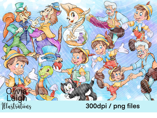 Wooden Boy Clipart Set
