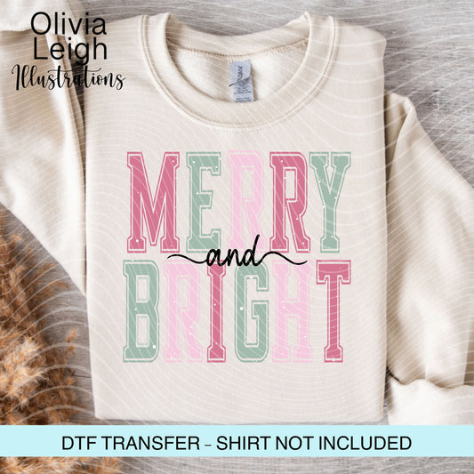 Merry And Bright Ready to Press Dtf Transfer