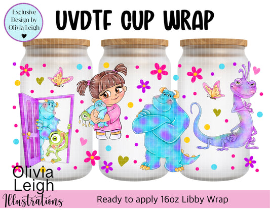 Monsters Cartoon Ready To Apply UvDtf Transfer