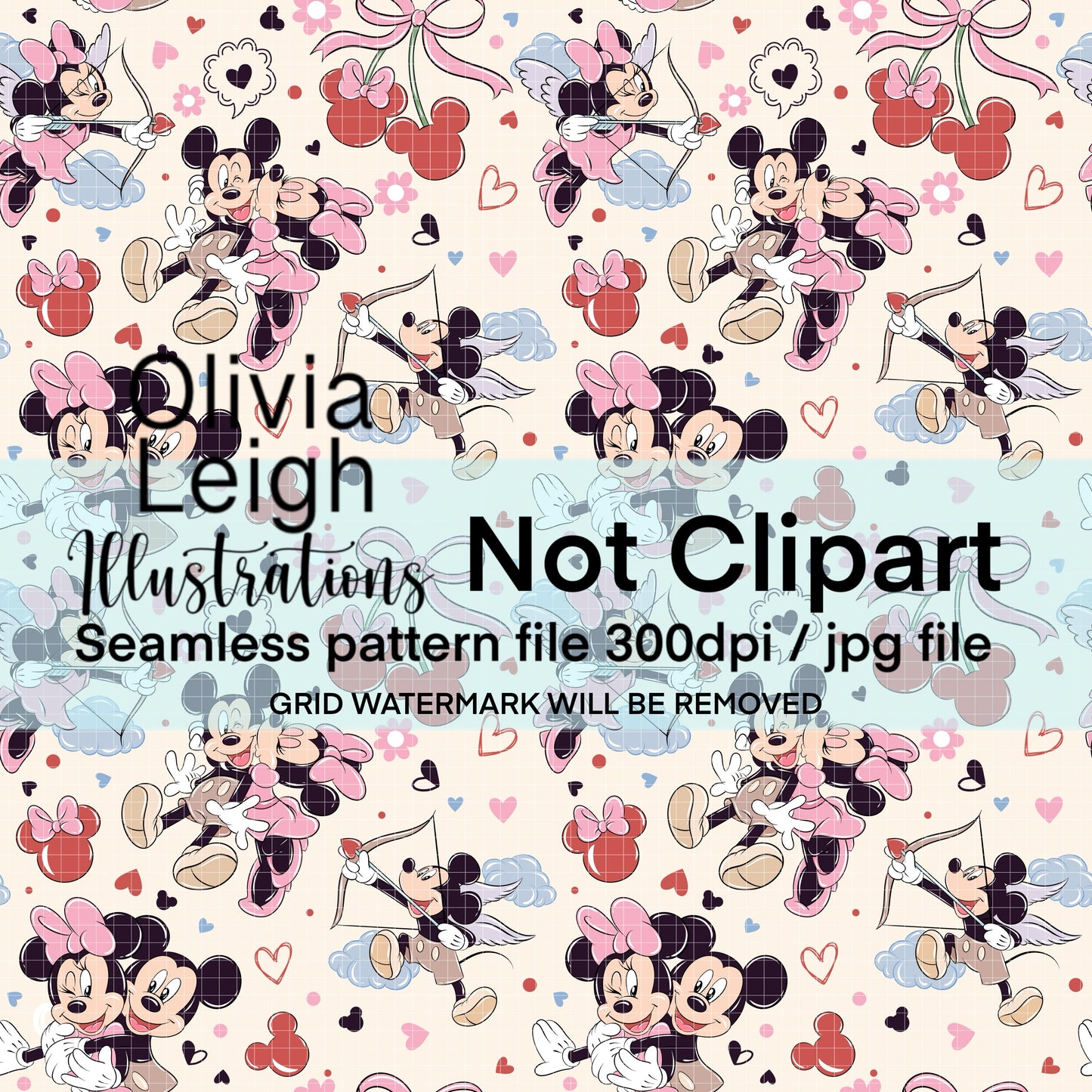 Mouse Cherries Valentines Pattern