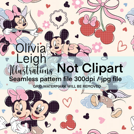 Mouse Cherries Valentines Pattern