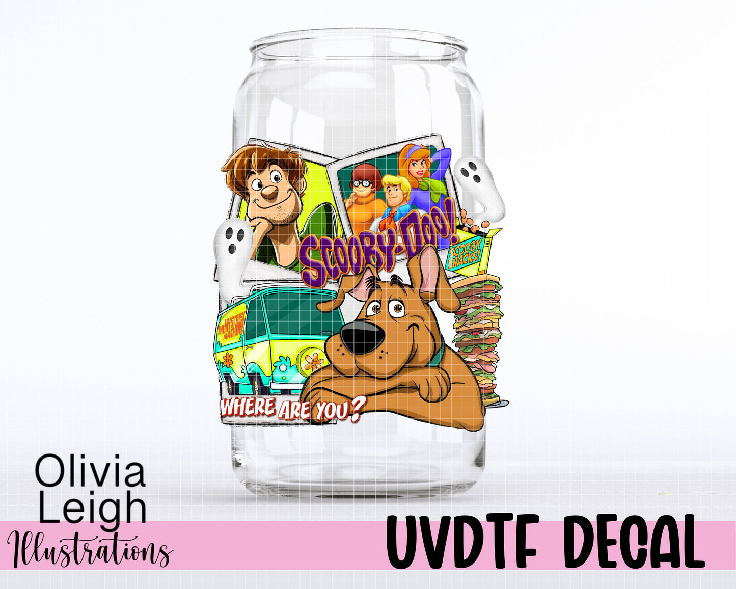Mystery Dog Cartoon Ready To Apply UvDtf Transfer