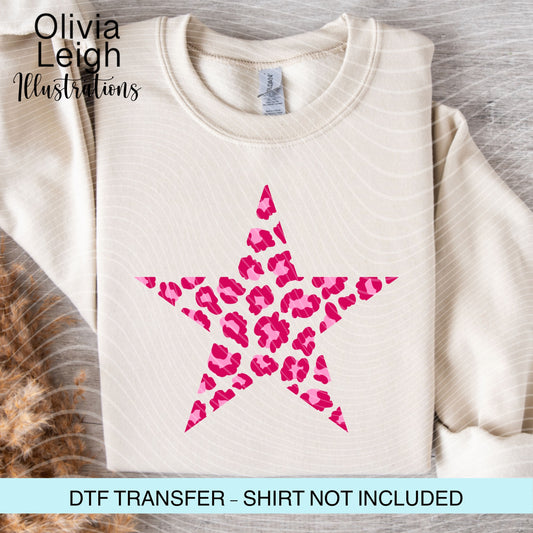 Pink Leopard Print Star Ready to Press Dtf Transfer