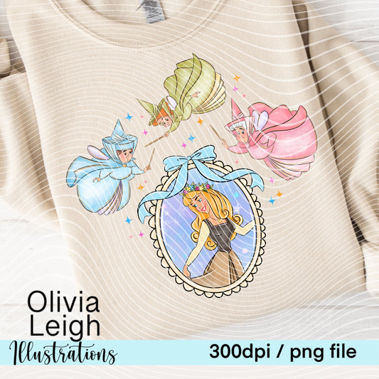 Sleepy Princess, Fairies Frame Shirt Design